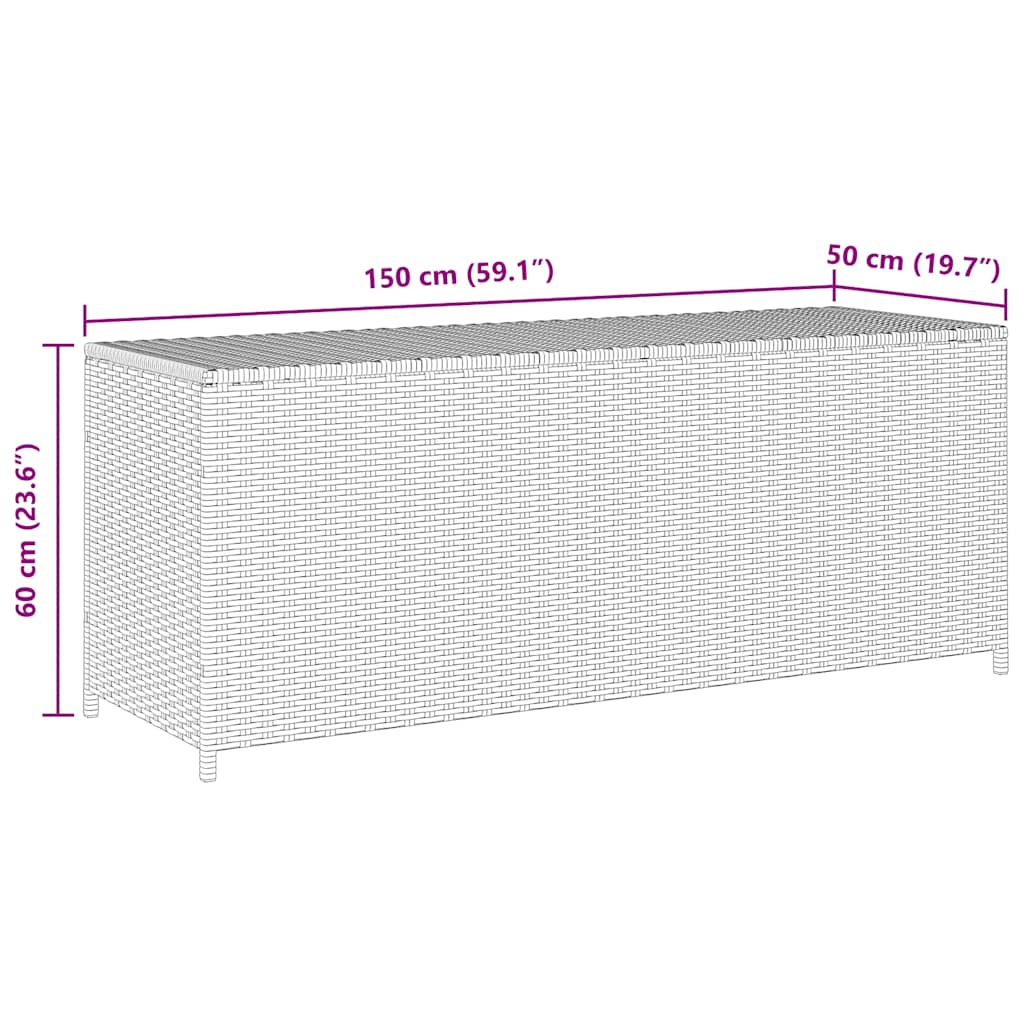 Garden Storage Box Grey 150x50x60 cm Poly Rattan